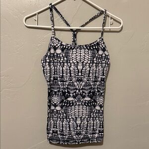 Lululemon Athletica Black and White Patterned Y Strap Tank Top 6